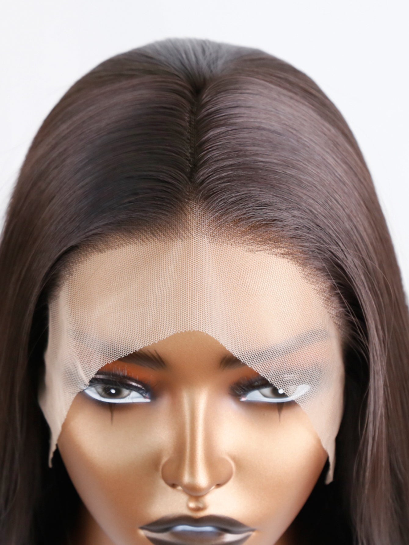 Mstrisha 24" Long Straight Dark Brown Synthetic Lace Front Wig