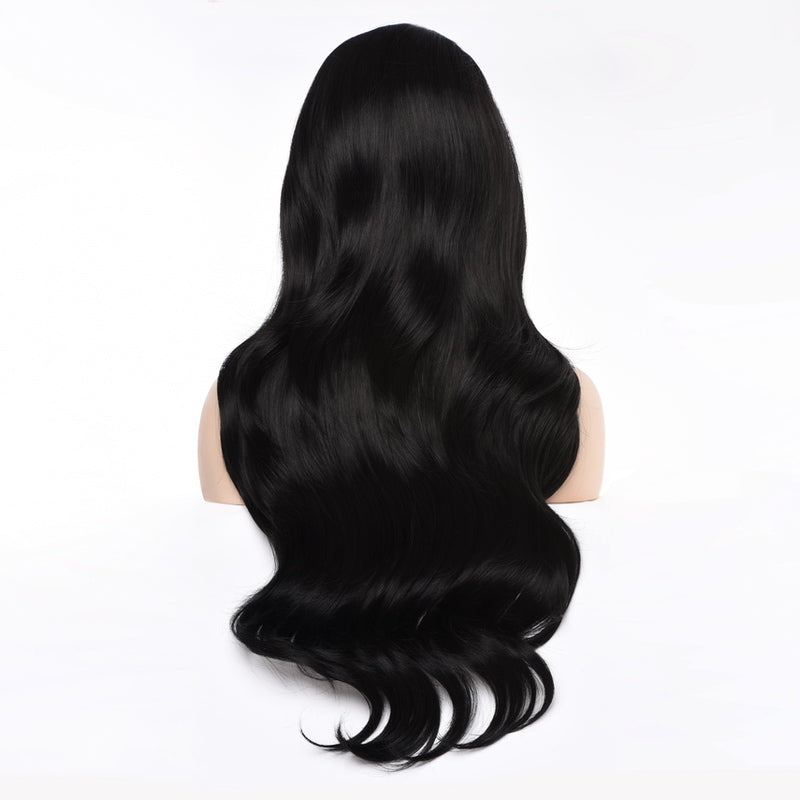 Mstrisha Black Long Wavy Synthetic Lace Front Wig for Women