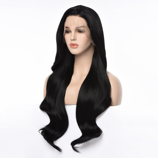 Mstrisha Black Long Wavy Synthetic Lace Front Wig for Women