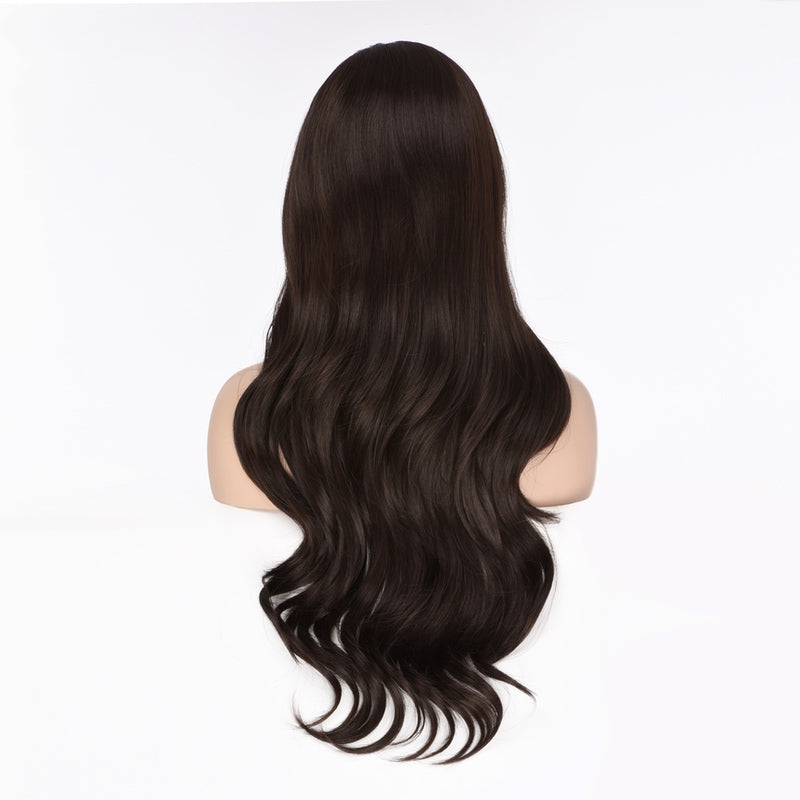 Mstrisha Natural Looking Brown Synthetic Lace Front Wig Long Wavy Heat Resistant Fiber Hair Wig