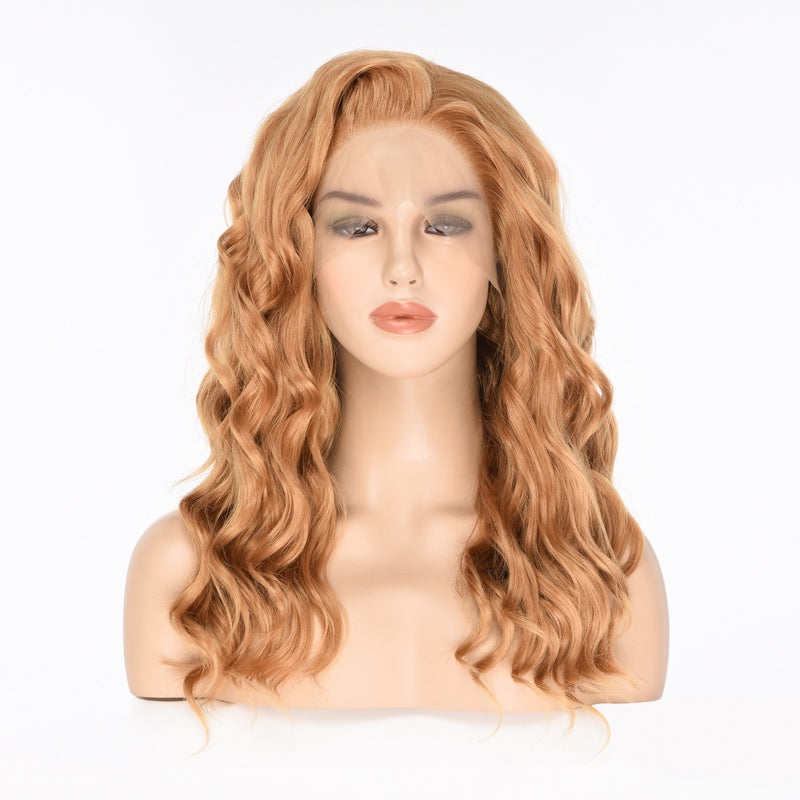 Mstrisha Mix Orange Synthetic Lace Front Wig Mid-Length Heat Resistant Fiber Hair Wig